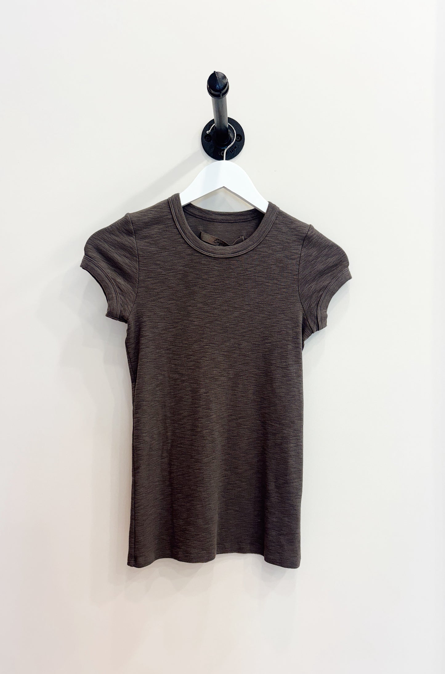 Textured Rib Cap Sleeve Crew