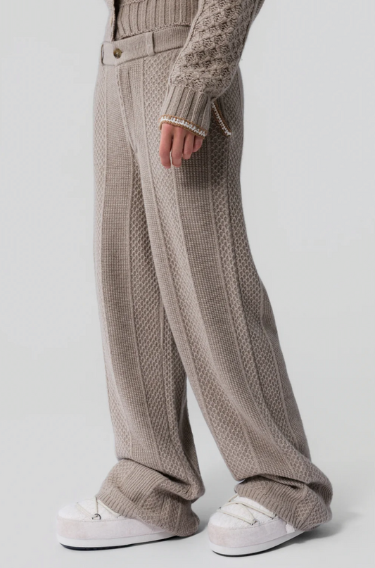Tailored Cable Trouser in Taupe