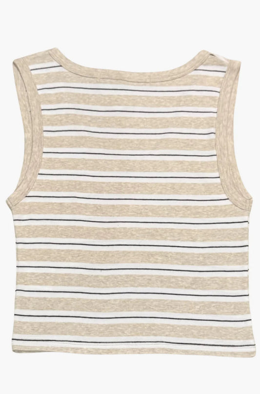 Cotton Stripe Classic U Tank Wheat/Wht