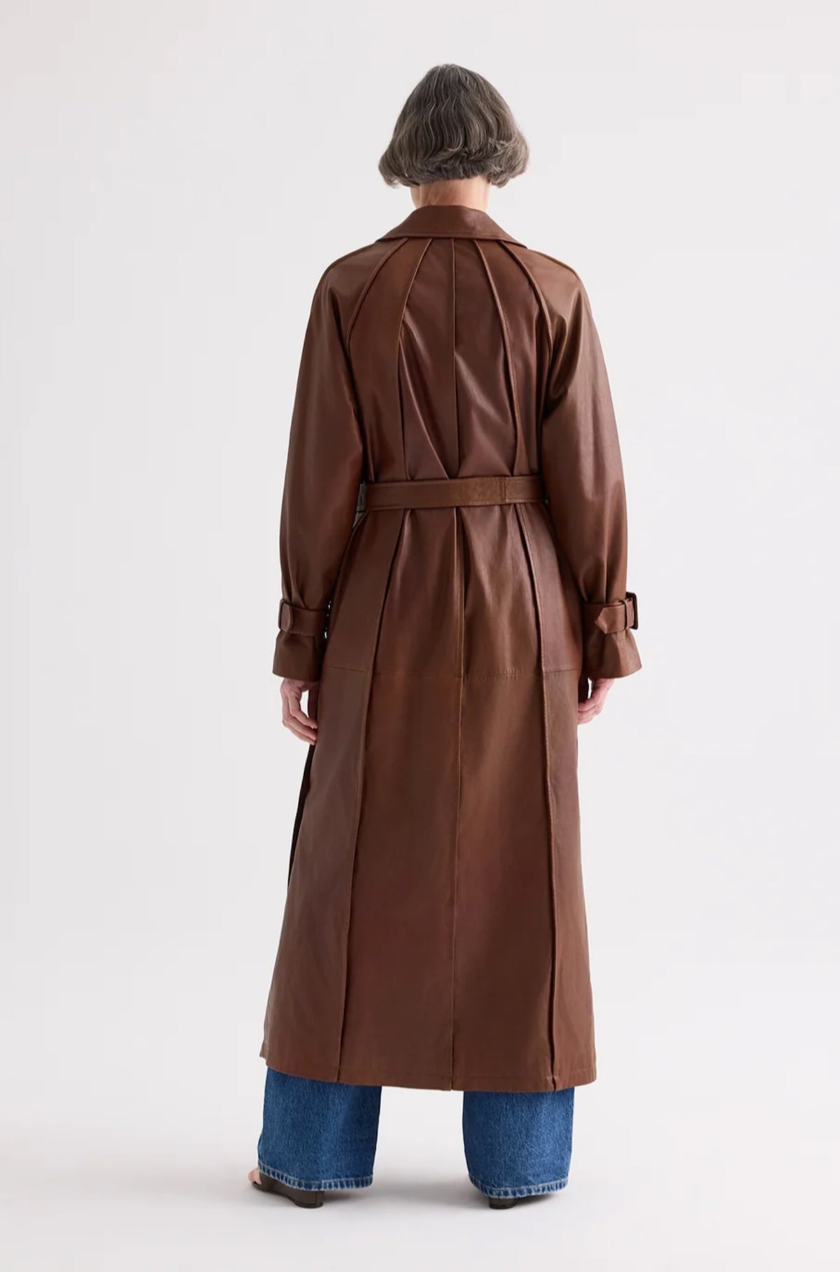 Leather Unfinished Business Coat in Cigar