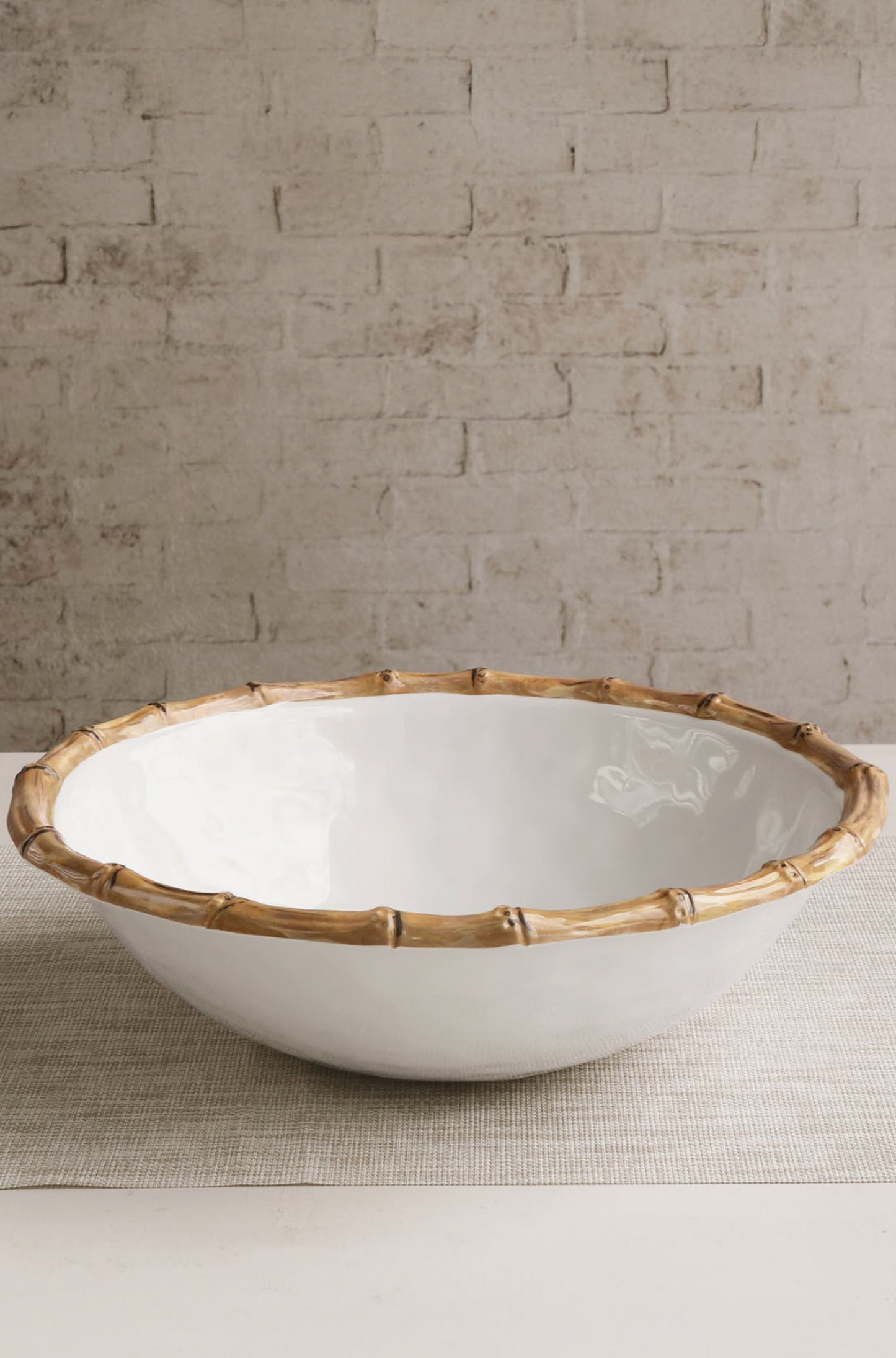VIDA Bamboo Lg Salad Bowl (White and Natural)