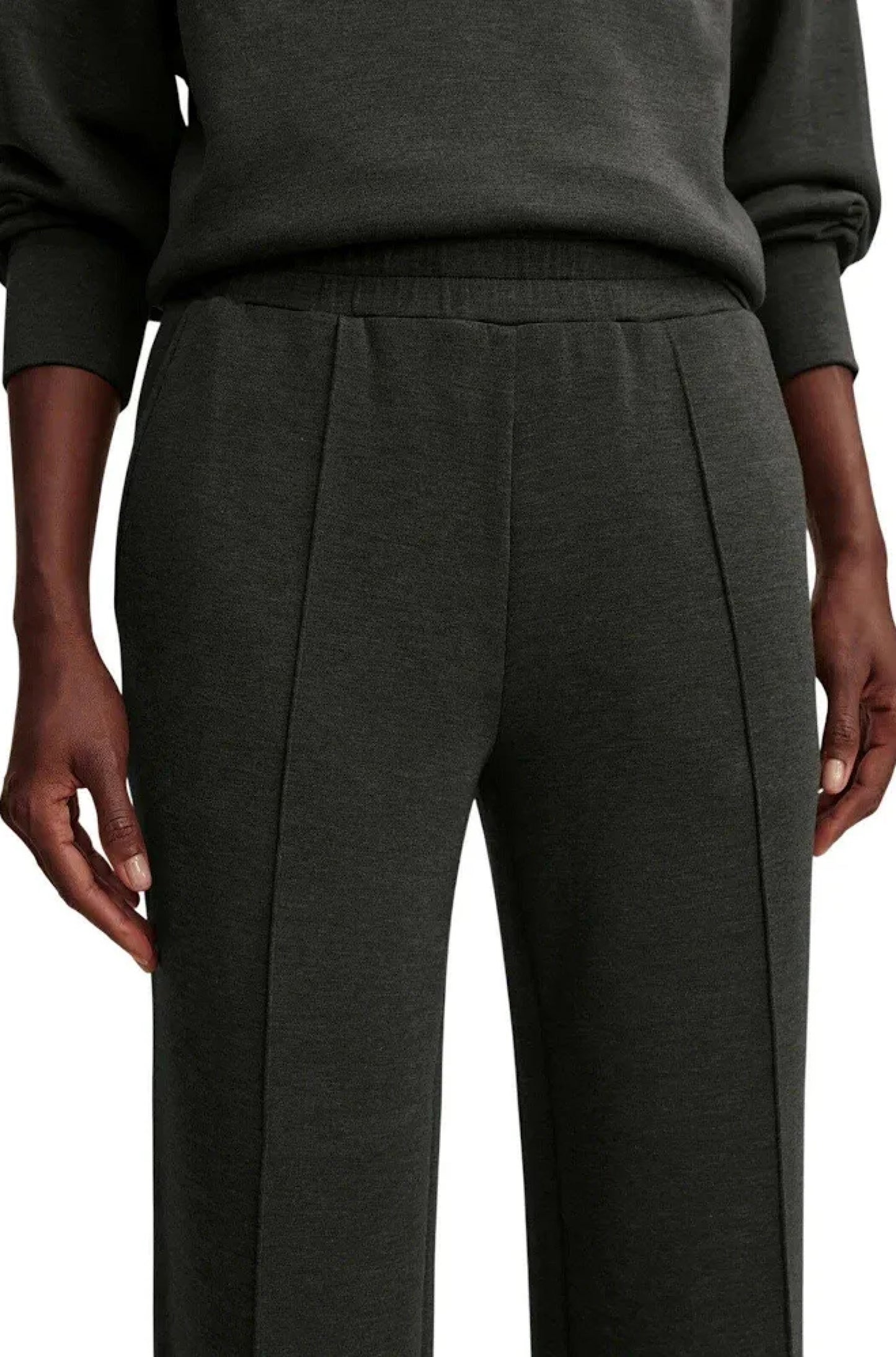 The Wide Leg Pant in Olive Marl