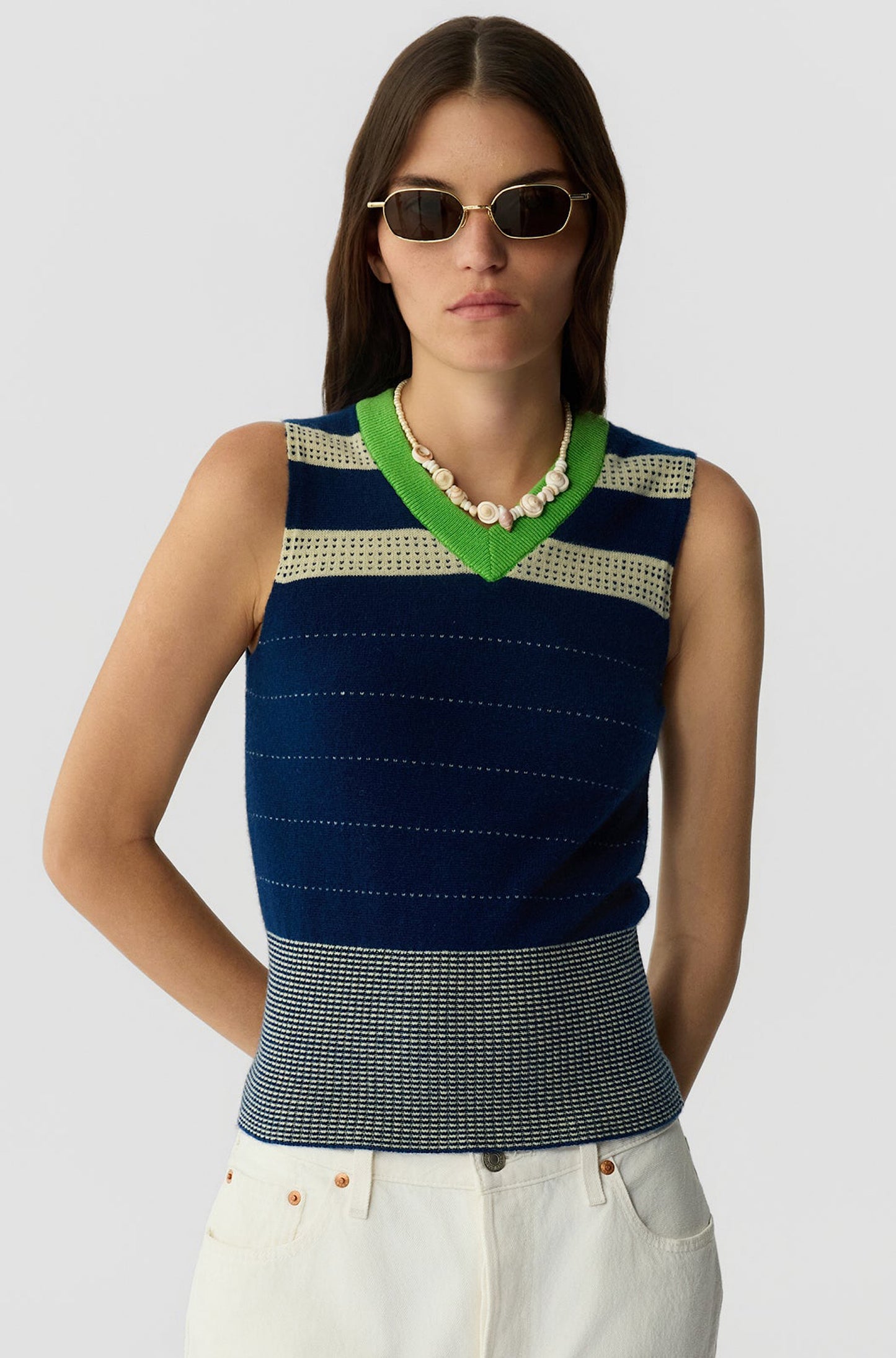 Collegiate Stripe Vest Navy Combo