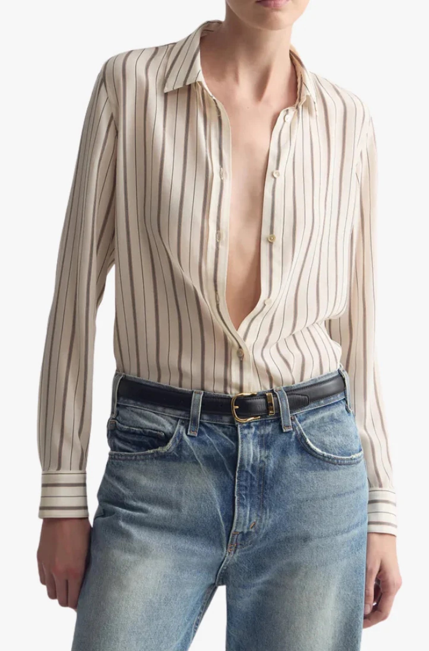 Gaia Slim Shirt Brandy Stripe