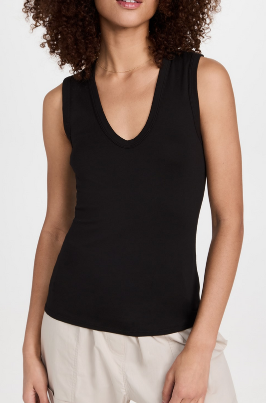 Supima Cotton Essential Sleeveless Tank in Black