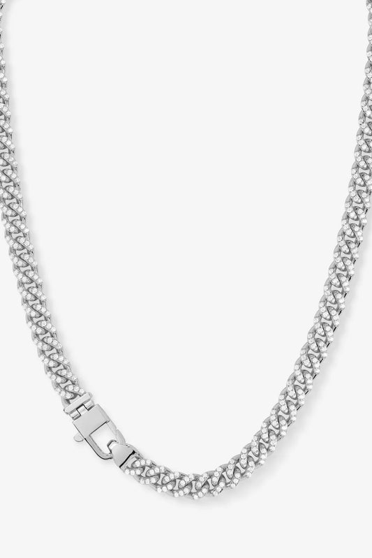 Pavé Julian Cuban Chain Necklace 16" 6.8mm