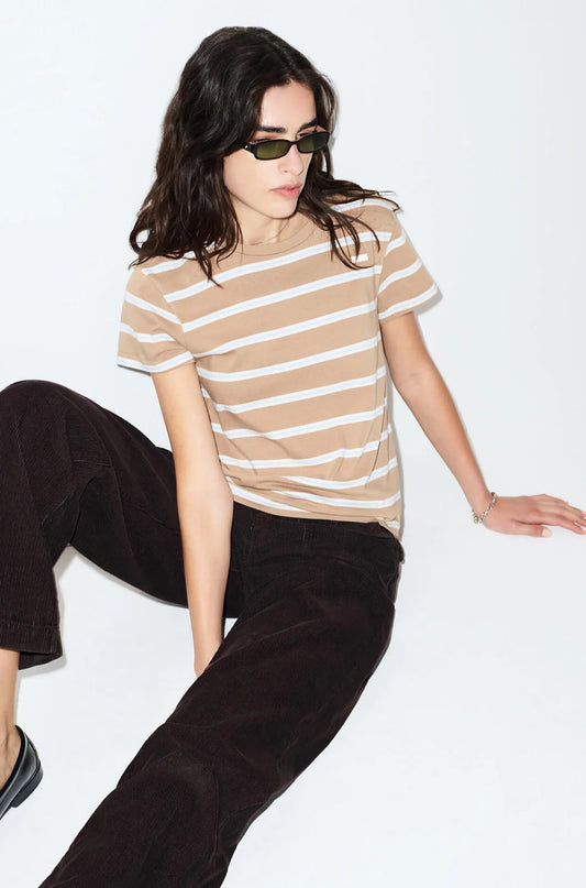 Classic Tee in Khaki Stripe