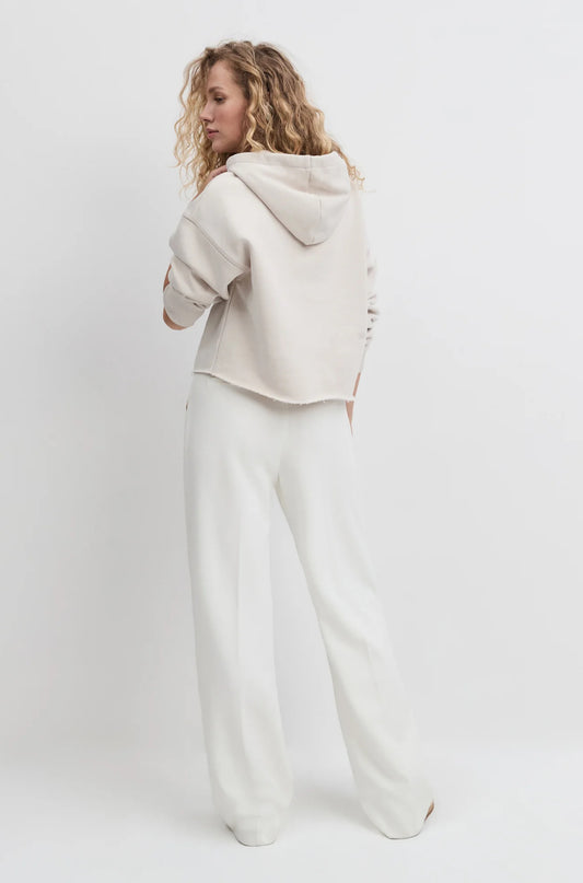 Cropped Collegiate Hoodie in Stone