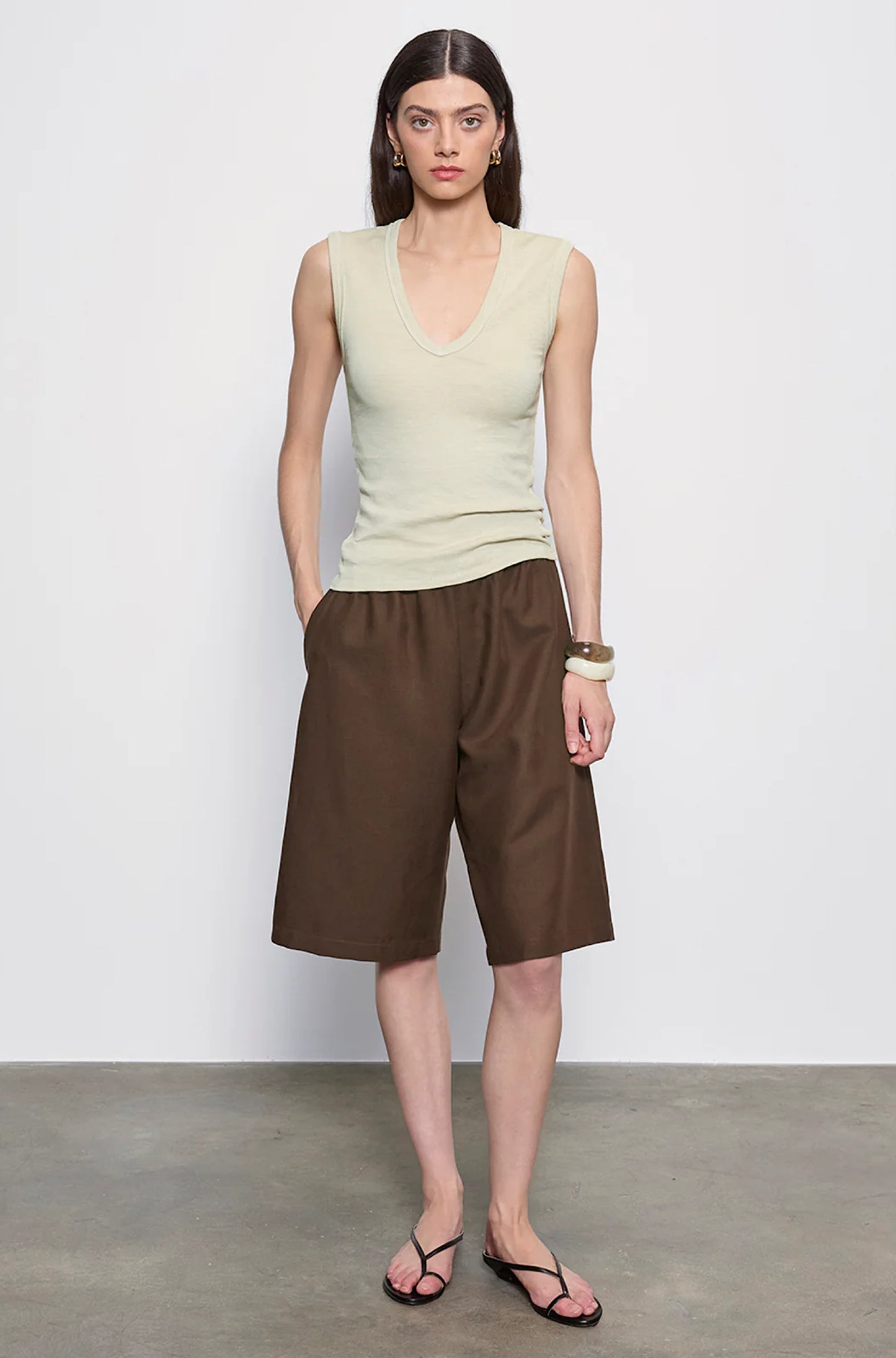 Textured Rib Sleeveless U Beach Glass