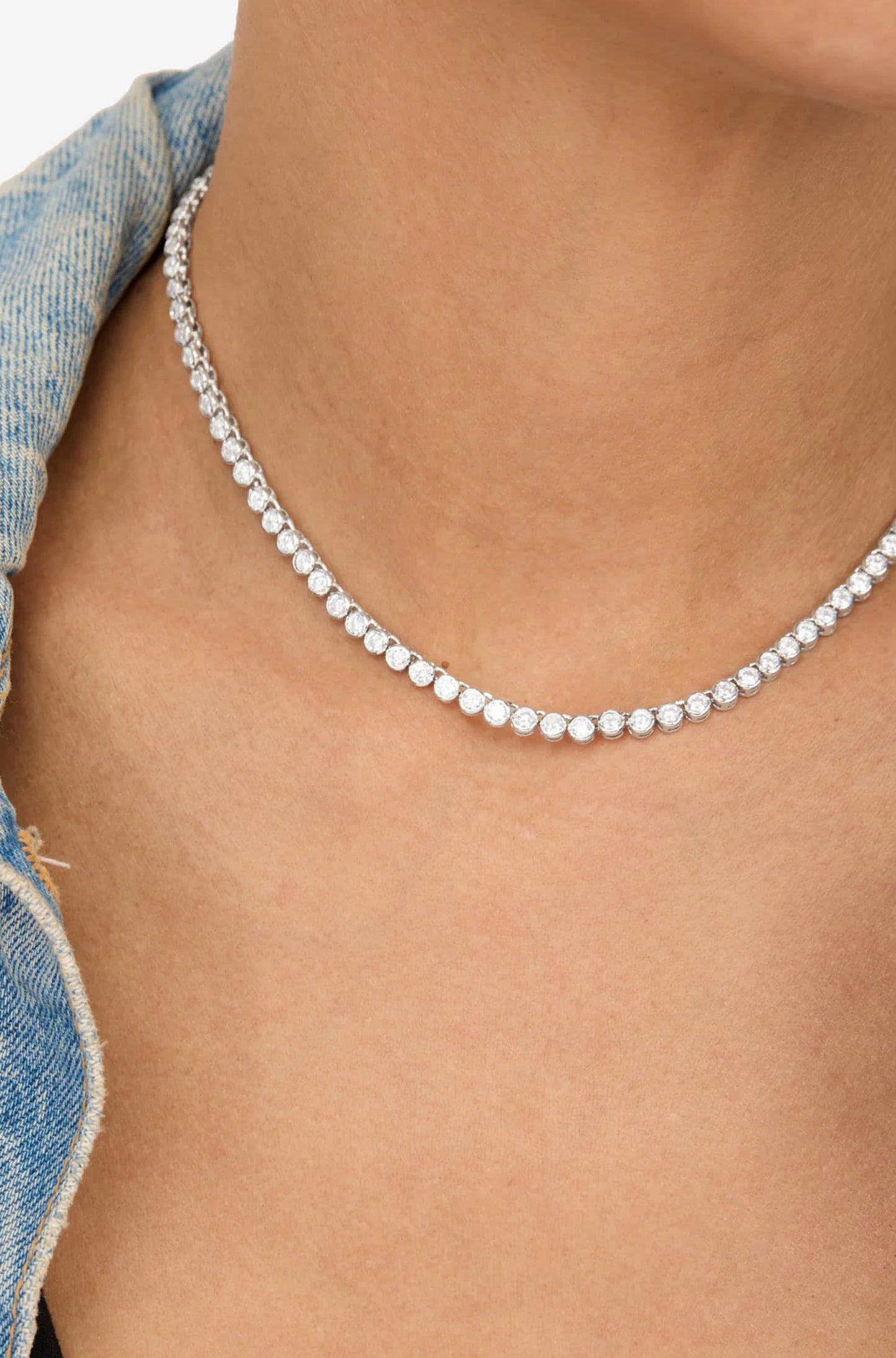 Baroness Tennis Necklace 15" in Silver