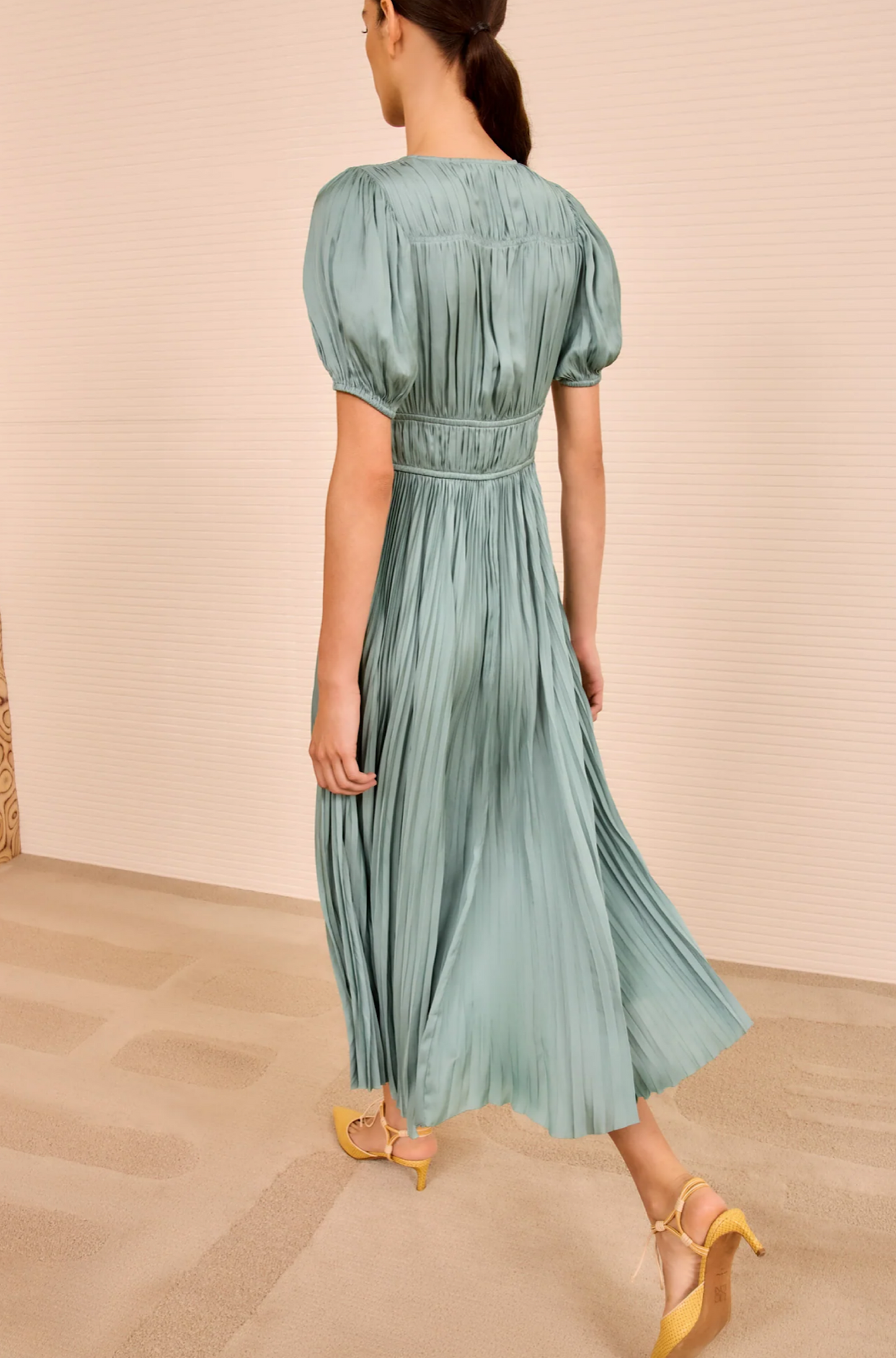 Audra Puff Sleeve Dress in Seaglass