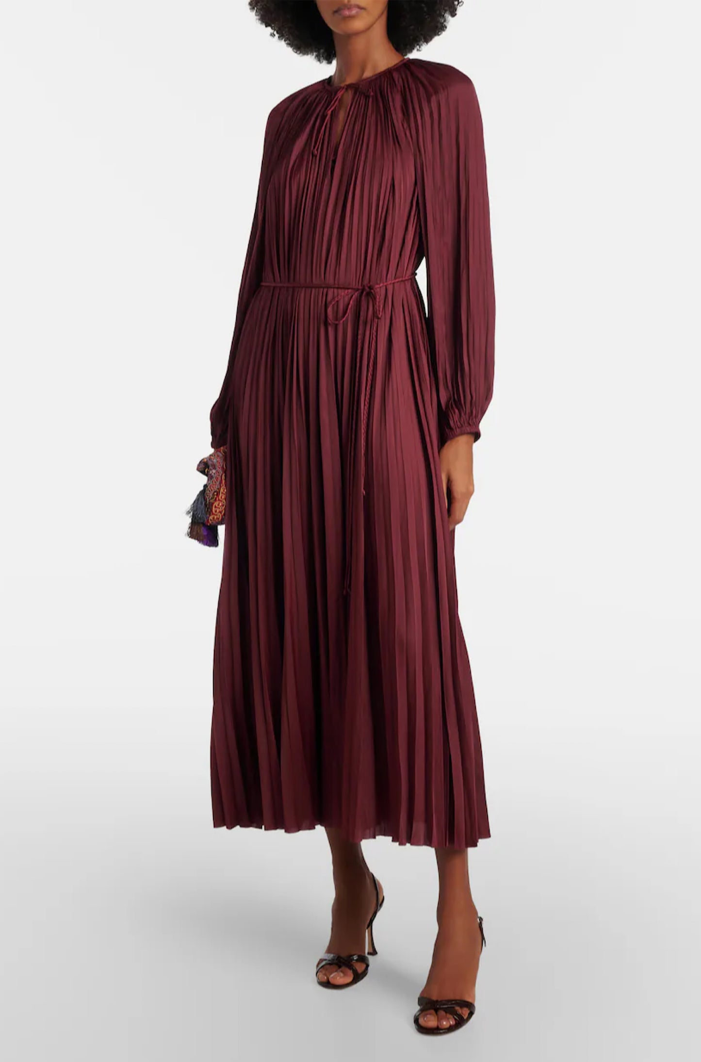 Alexia Satin Plissé Midi Dress