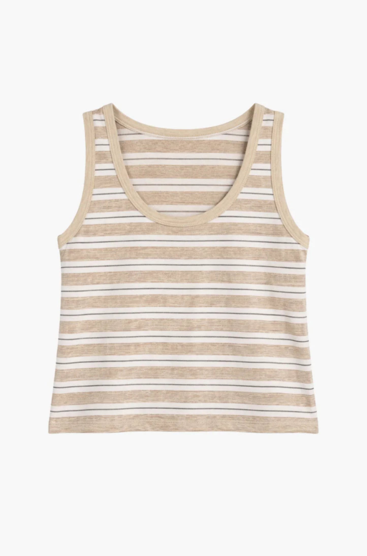 Cotton Stripe Classic U Tank Wheat/Wht