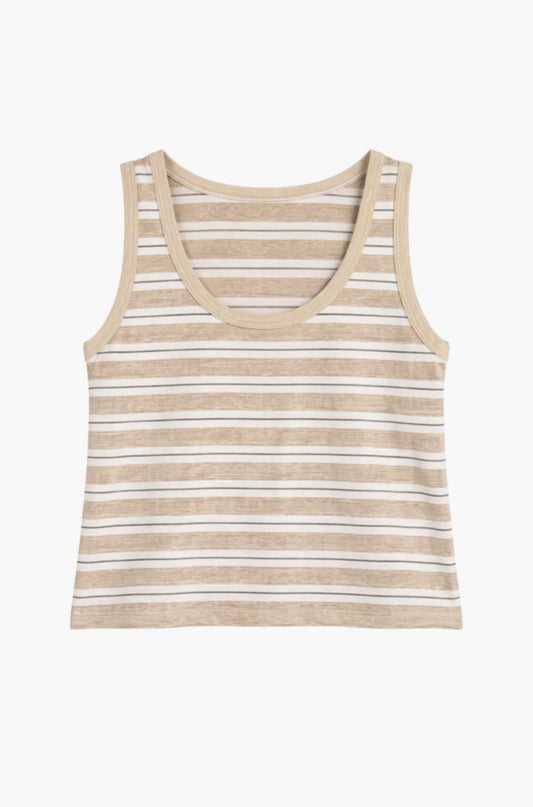 Cotton Stripe Classic U Tank Wheat/Wht