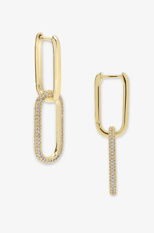 Carrie Pavé Chain Convertible Huggies in Gold