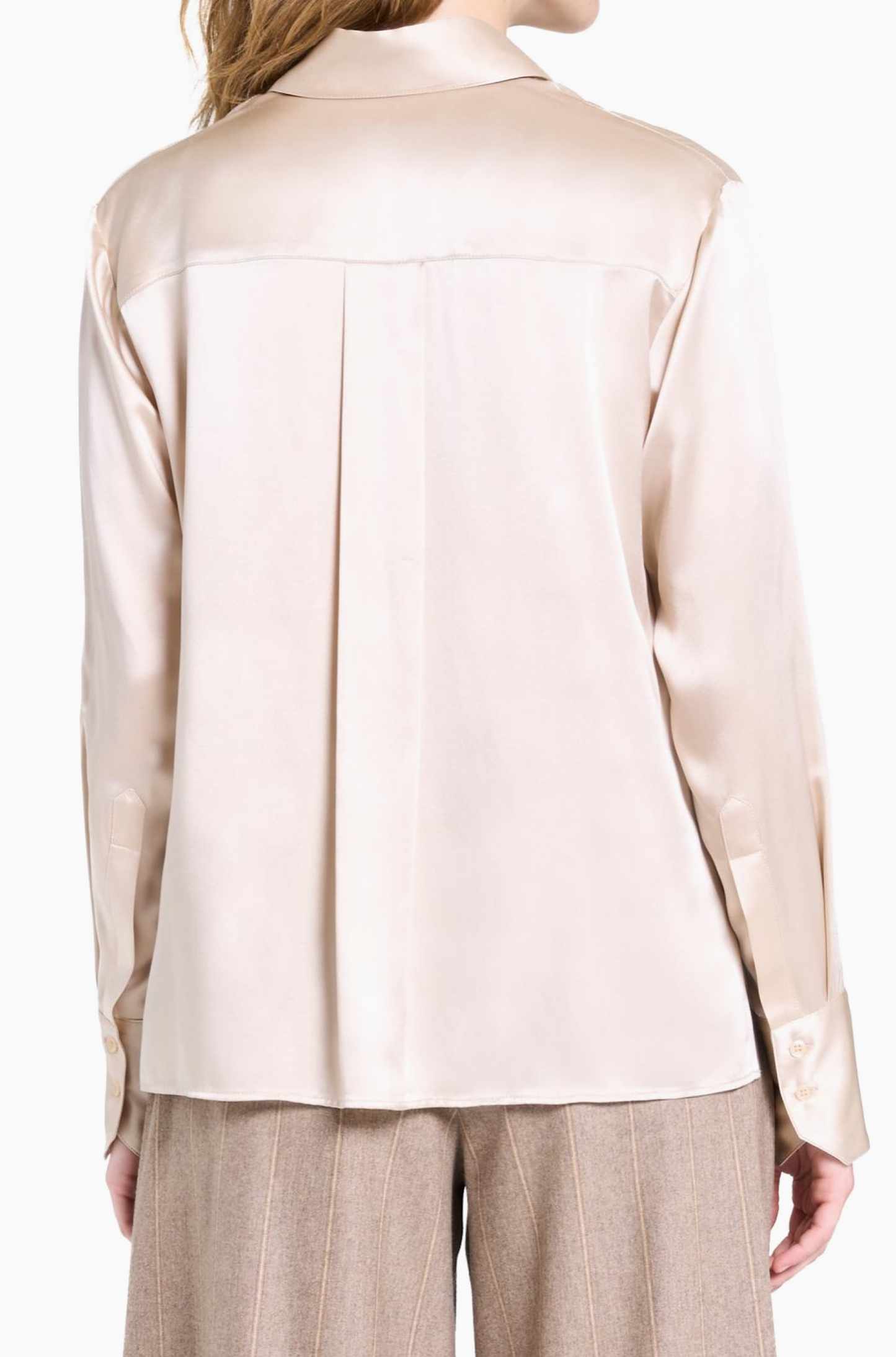 Joey Silk Button-Front Shirt in Champagne