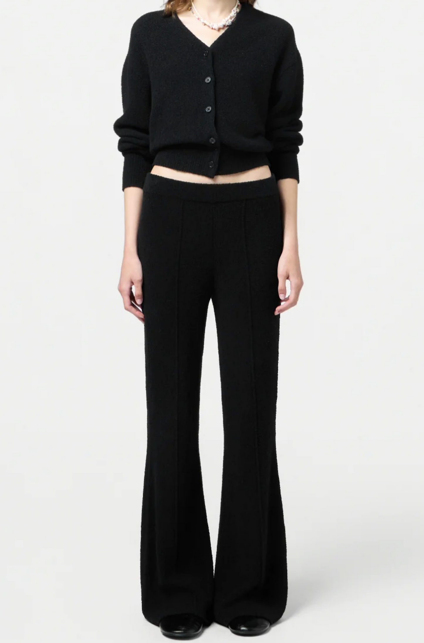 Boucle Flare Pant in Black