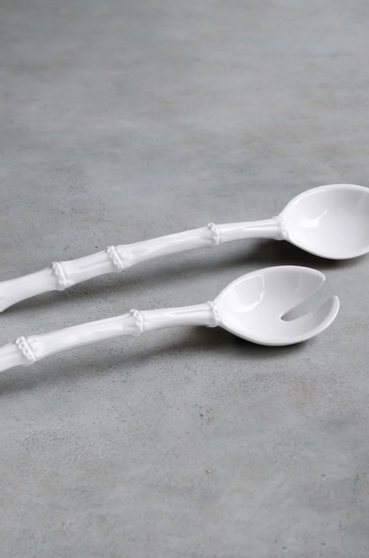 VIDA Bamboo Lg Salad  Servers (White)