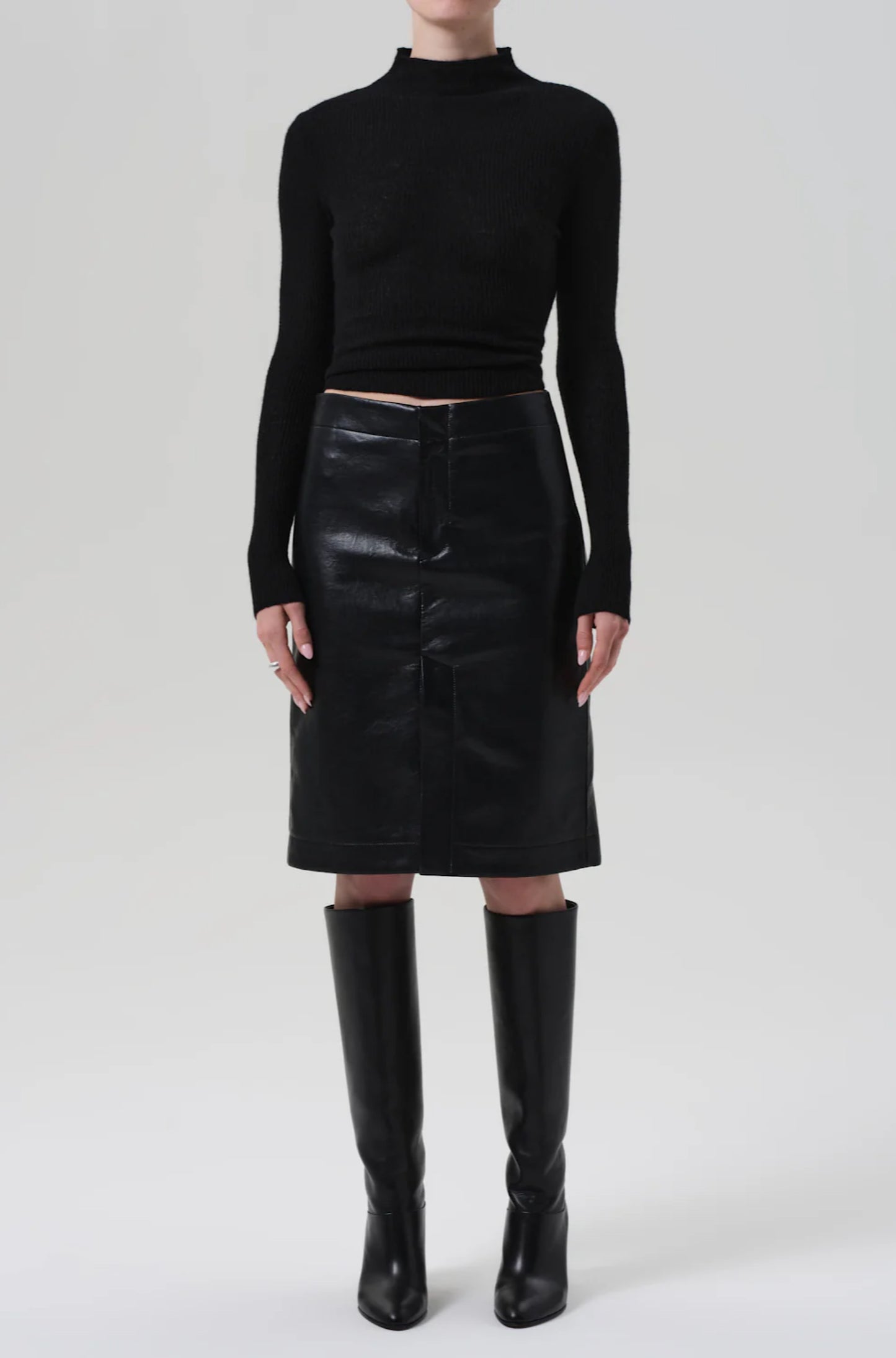 Nara Pencil Skirt Recycled Leather In Black