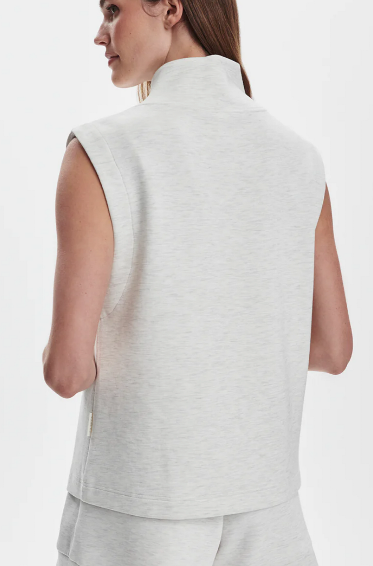 Magnolia Half Zip Tank in Ivory Marl