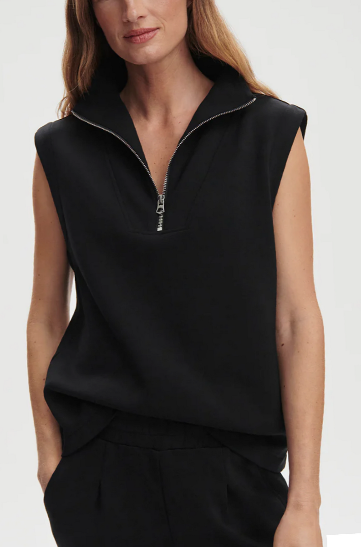 Magnolia Half Zip Tank in Black