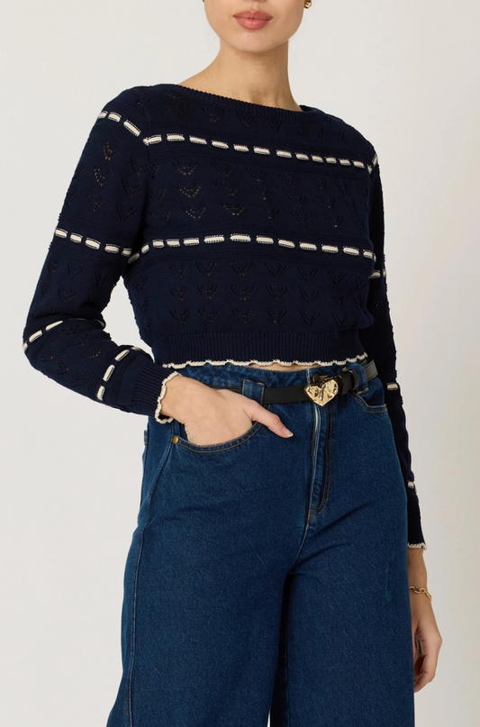 Estrella Sweater in Dark Blue / Ivory