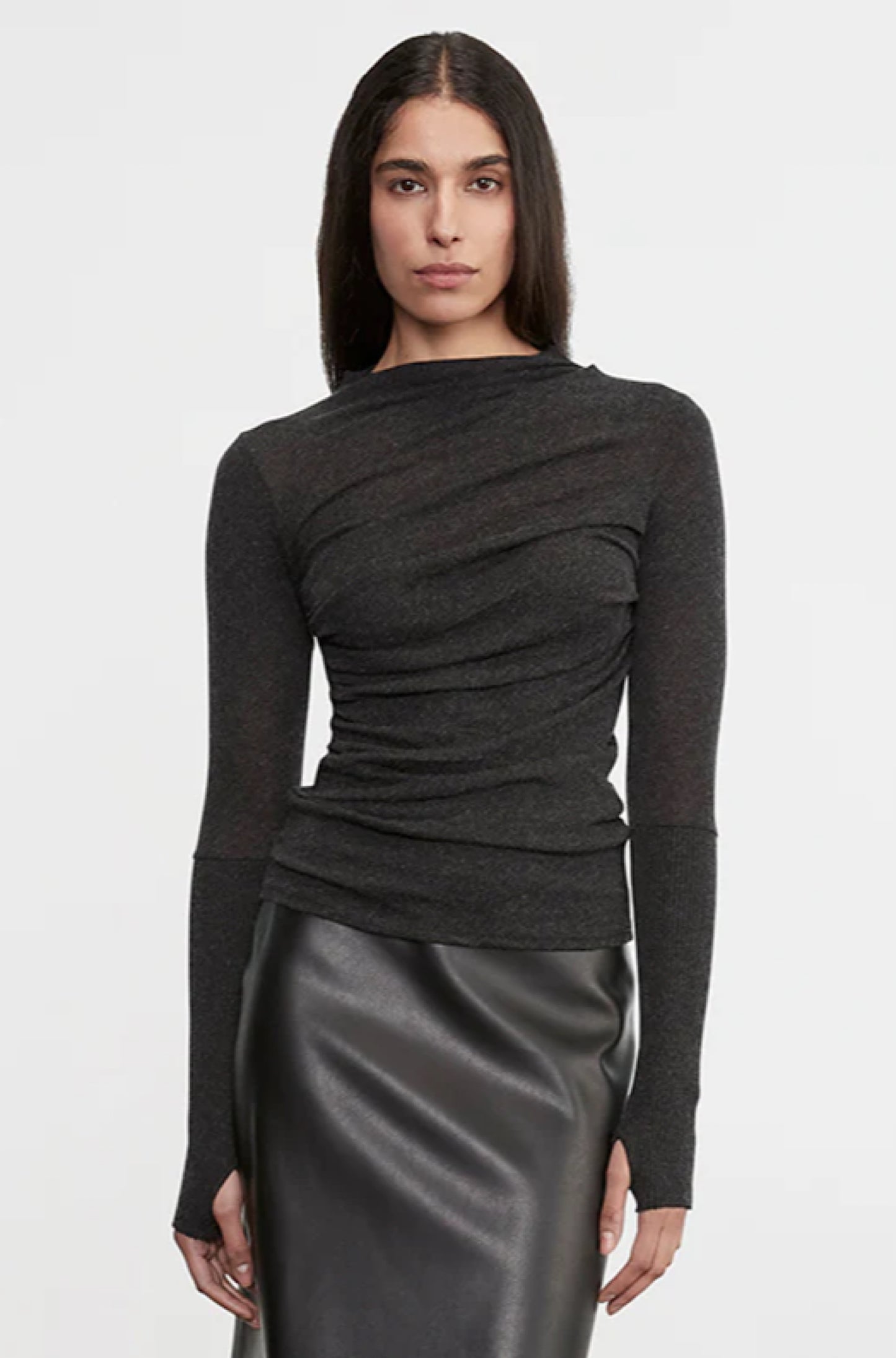 Cashmere Twist Top Charcoal