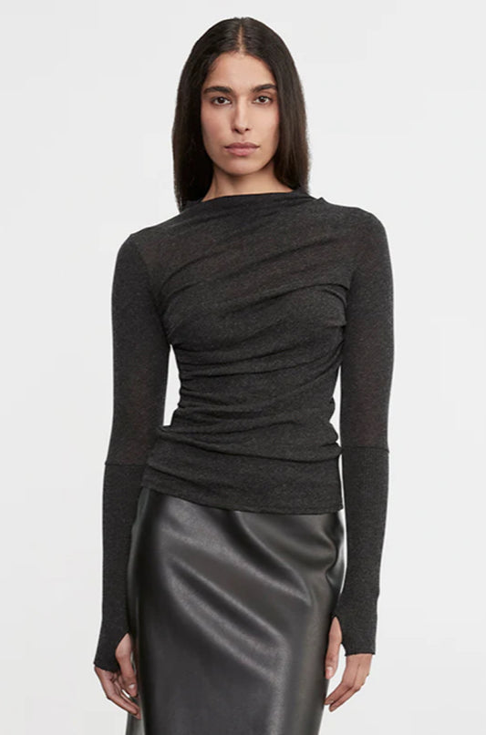 Cashmere Twist Top Charcoal