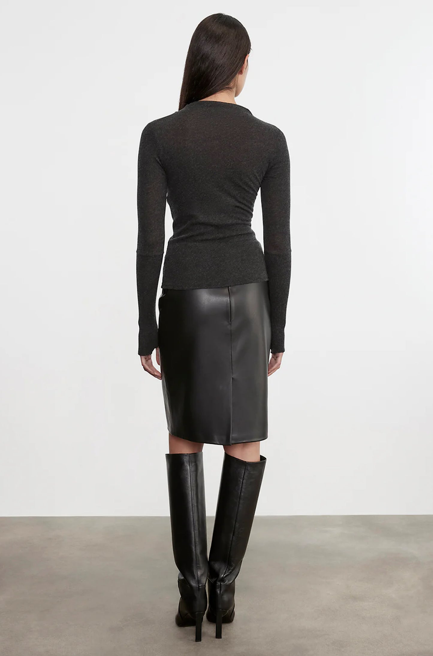 Cashmere Twist Top Charcoal