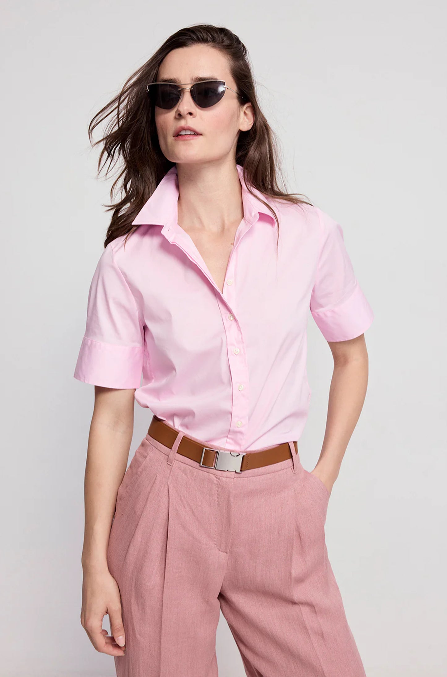 The Short Sleeve Shirt in Light Pink