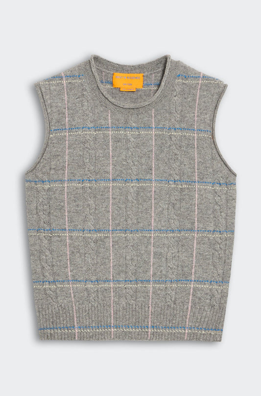 Check Vest in Heather Grey Combo