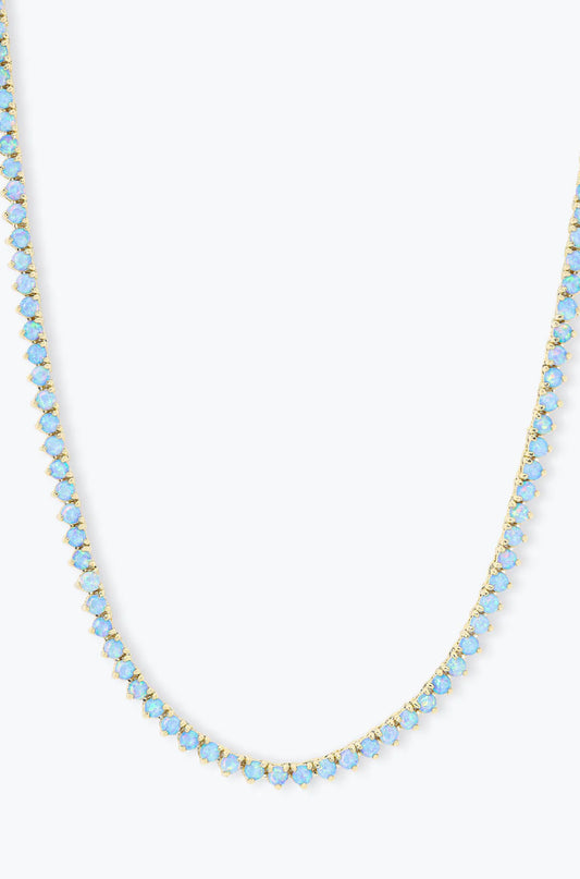Not Your Basic Blue Opal Tennis Necklace 18"