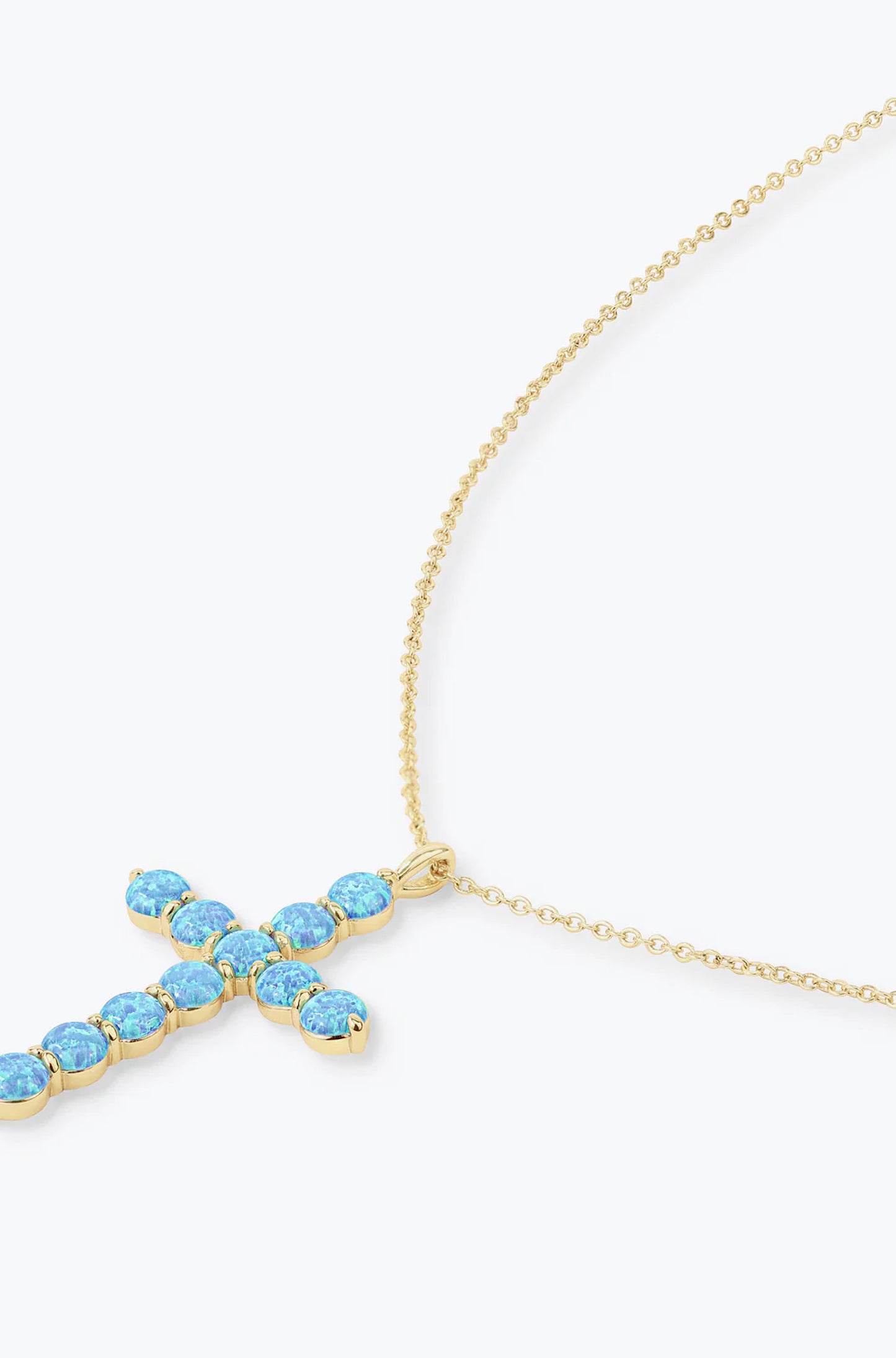 "Oh She Fancy" Cross Pendant in Blue Opal 15"