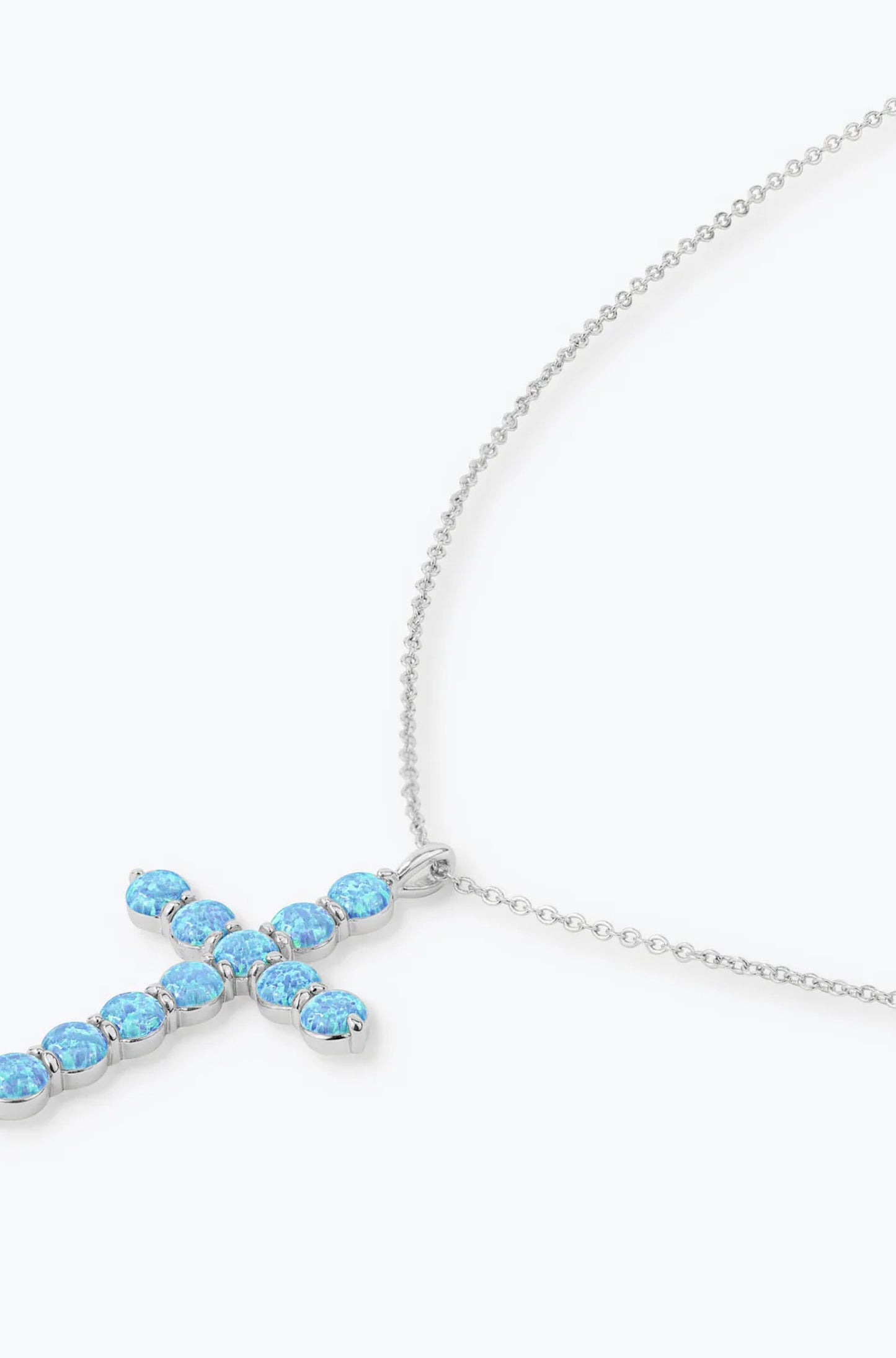"Oh She Fancy" Cross Pendant in Blue Opal 15"