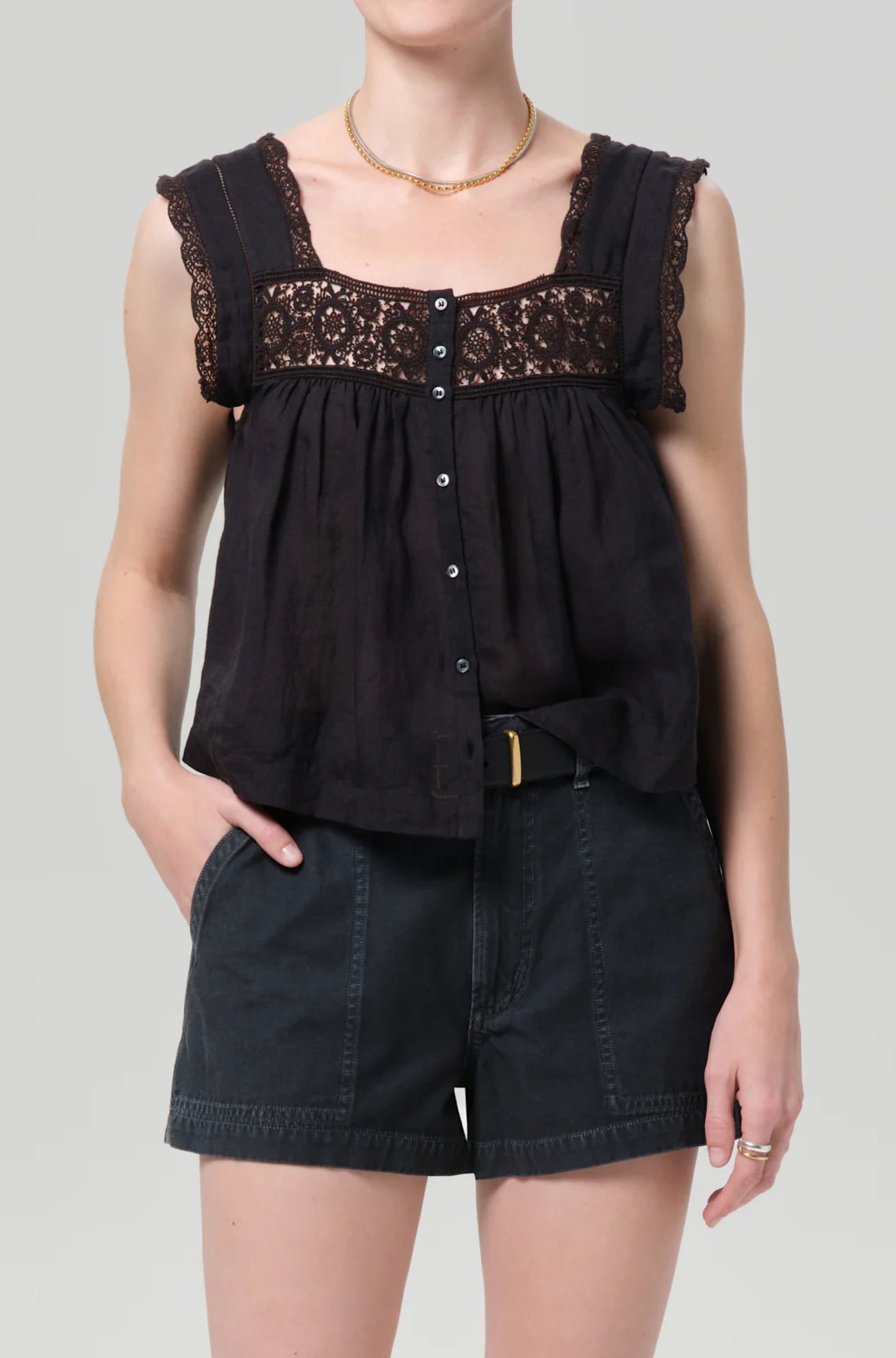 Mia Embroidered Top in Black