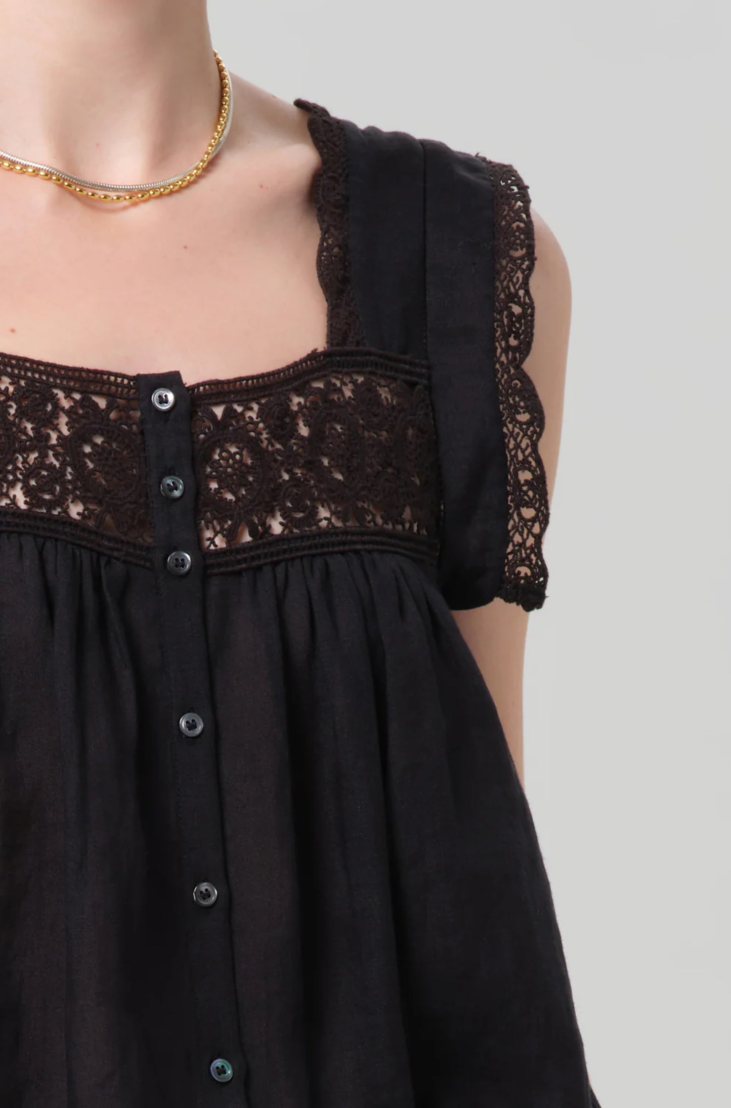 Mia Embroidered Top in Black