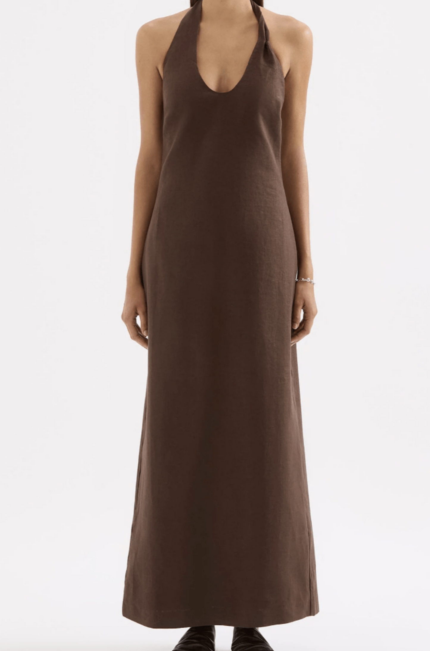 Zayda Linen Dress in Chocolate