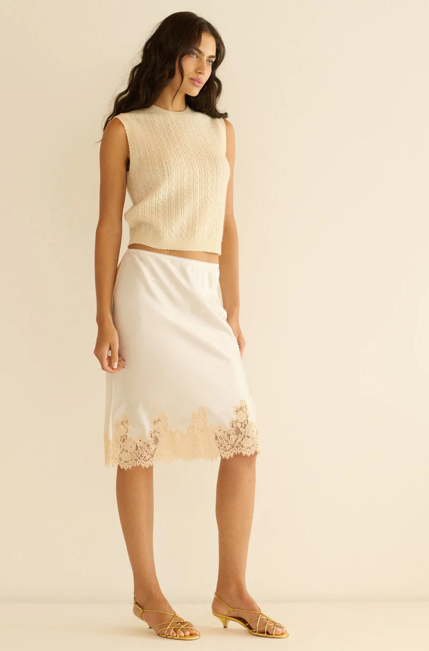 Elowette Skirt Salt with Peach Lace